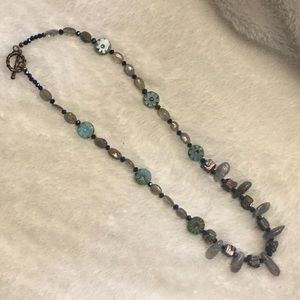 Labradorite necklace, peacock pyrite.